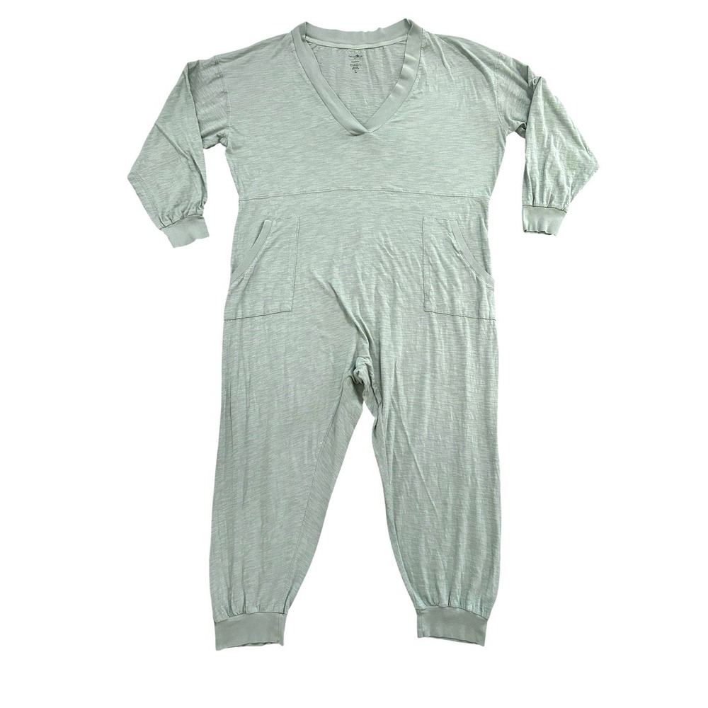 Natural Life Johnnie Jumpsuit Large Green 100% Cotton Oversized Relaxed Slouchy